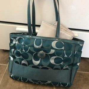 *NEW w/ tags!* COACH Diaper Bag Teal ~RARE~ F20425 Baby Bag